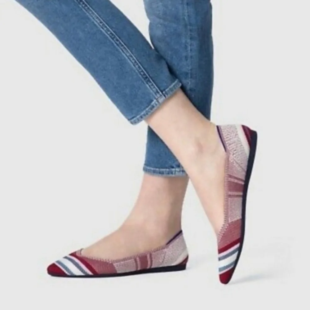 Rothys WomenThePoints Flats Limited RWB Stripes Shoes W7.5 #Memorialday Fit - Picture 2 of 8